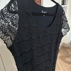 Lane Bryant Black Lace Short Sleeve Blouse
